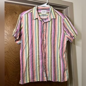 Goodfellow Mens Striped Button Down Shirt Multicolored Medium